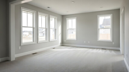 Fototapeta premium Bright and Spacious Room with Natural Light, Home Interior, Minimalist Design