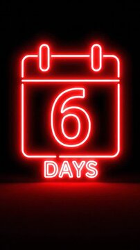 A glowing red neon calendar icon displays '5 DAYS' on a dark background.