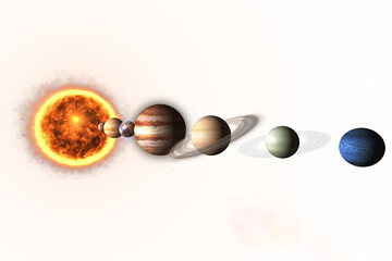 Digital png illustration of sun and planets on transparent background