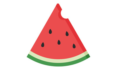 Watermelon Slice Icon with Bite Mark, Fresh Summer Fruit Vector