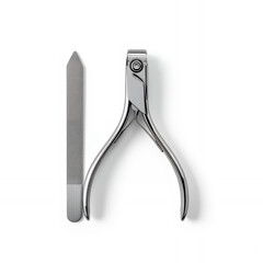 Metallic nail clipper tool isolated in clean studio style on white background