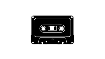 Obraz premium Vector illustration&nbsp;of black silhouette of an audio cassette tape, on a transparent background