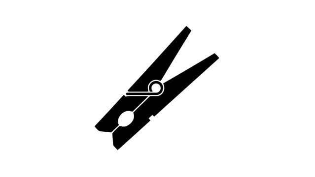 Vector illustration&nbsp;of simple black silhouette icon of a clothespin or peg on a on a transparent background