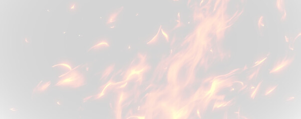 Bright burning flames with yellow and orange glow, flickering tips and dramatic fire effect PNG © longstock