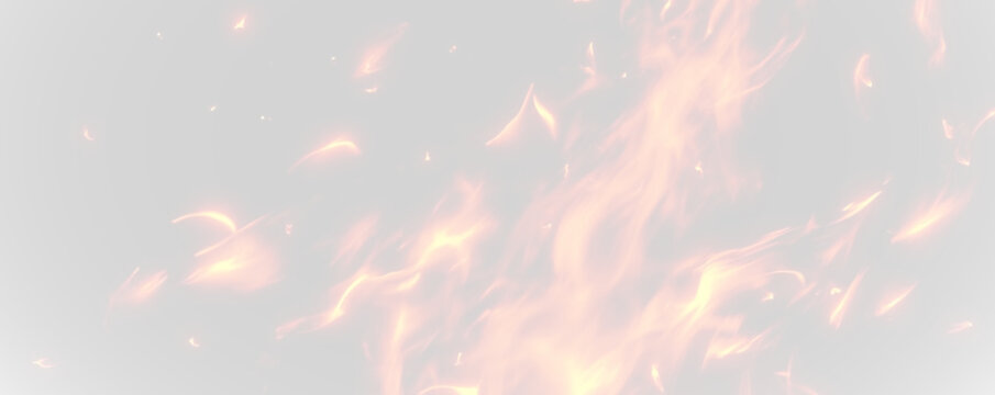 Bright burning flames with yellow and orange glow, flickering tips and dramatic fire effect PNG