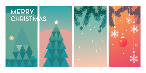 Naklejka premium Festive christmas card designs with trees snowflakes and holiday greetings
