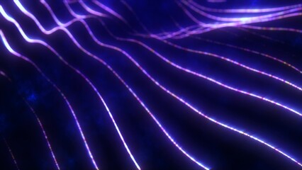 Purple energy glowing magic stripes waves lines high technology digital with light beams from energy particles. Abstract background © Bolbik
