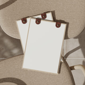 Stacked menu clipboard mockup. 3D rendering