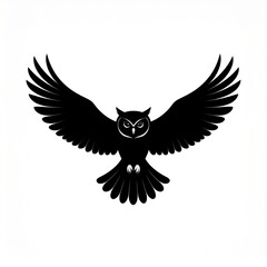 Obraz premium Flying Owl Silhouette Isolated on White