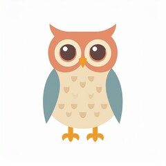 Obraz premium Flat Vector Owl Illustration Front View