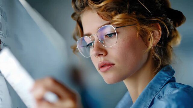 Teen girl writing on whiteboard in classroom, focused on math and science problem solving