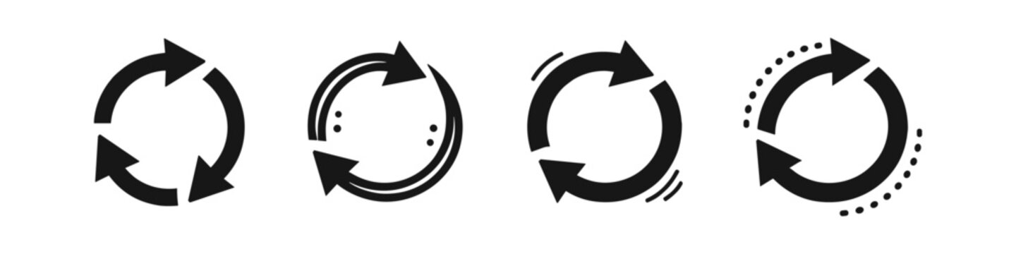 Set of four circular arrow icons representing refresh, reload, and repeat actions
