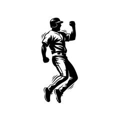 Fototapeta premium Baseball Player Celebration Silhouette Vector Illustration