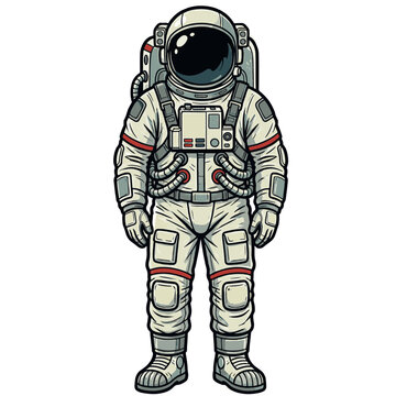 Vector Illustration of Astronaut Standing Facing Forward