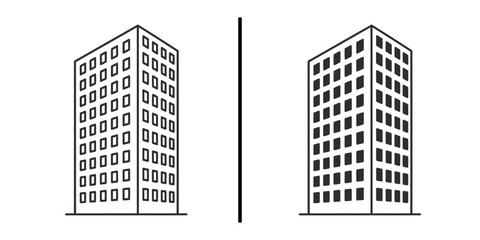Tall Apartment or Office High Rise Building Icon Vector Set for Urban Skyline. © Vectorzone