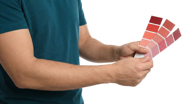 Man holding color swatches for design selection