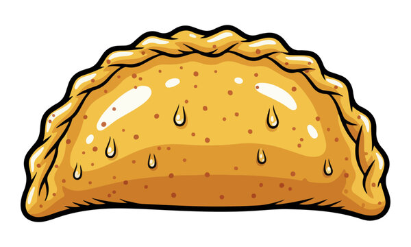 Fried Empanada Cartoon Vector Icon of Traditional Savory Pastry