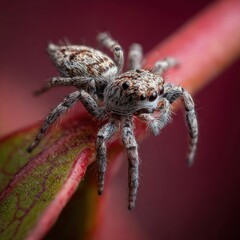 Macro Spider on Leaf with Shallow Depth of Field