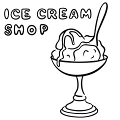 Obraz premium Cute Ice Cream Store Doodle in Cartoon Style for Summer Design 