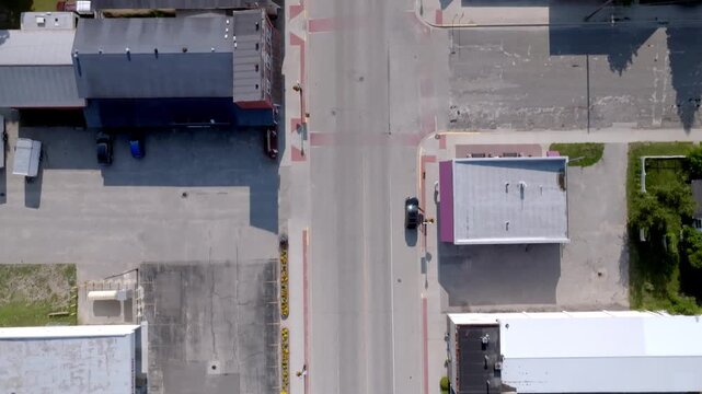 Downtown White Cloud, Michigan with drone video overhead.