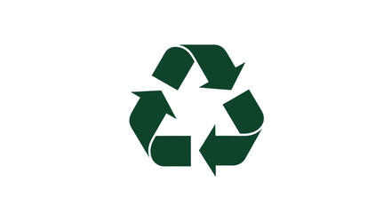 Obraz premium A dark green recycling symbol on a white background, representing environmental conservation and sustainability.