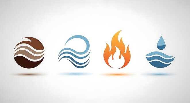 Abstract elements of nature icons