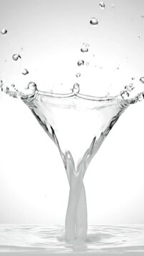 A dynamic water splash creates a beautiful crown shape on a clean white