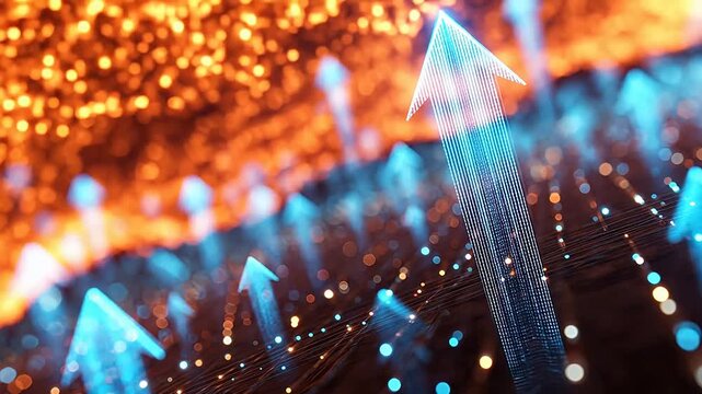 Blue glowing arrows pointing upwards