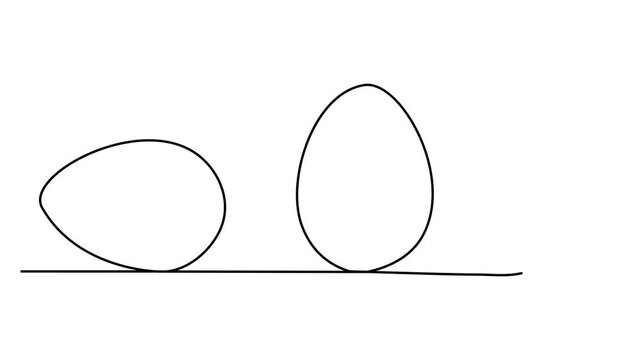 Easter egg one line art animation, hand drawn continuous contour drawing motion. Christian orthodox religion holiday Resurrection of Jesus Christ festive movie. 4 k self-drawing video