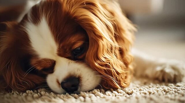 Closeup of a Cavalier King Charles Spaniel