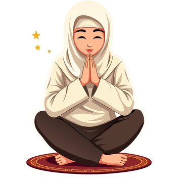Woman with hijab pray