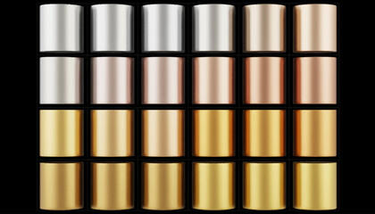 Grid of metallic shotgun shells in various colors and finishes.
