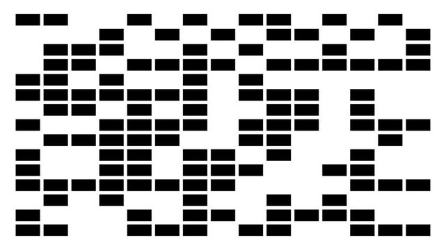 Stylish black background with white digital blocks randomly appearing and disappearing, ideal for abstract motion graphics, data visualization, and tech design projects.