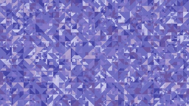 Geometric loopable mosaic pattern background in purple hues, shifting triangular shapes, abstract digital design