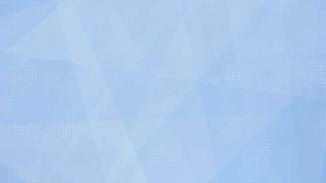 Abstract light blue loopable background with overlapping geometric shapes and halftone pattern dots, clean and professional slow motion design template