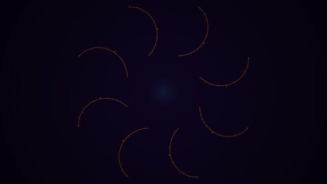 Dark Background with Rotating Orange Circles Pattern.