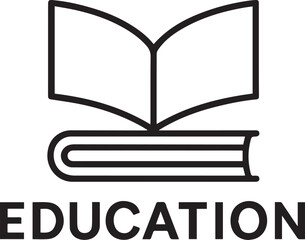 A minimalist logo featuring an open book with radiating blue lines representing pages. Below the open book is a closed book spine depicted with thick black lines.