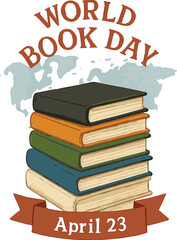 A stack of five books, with covers in black, orange, green, blue, and white, are displayed in the center of the image