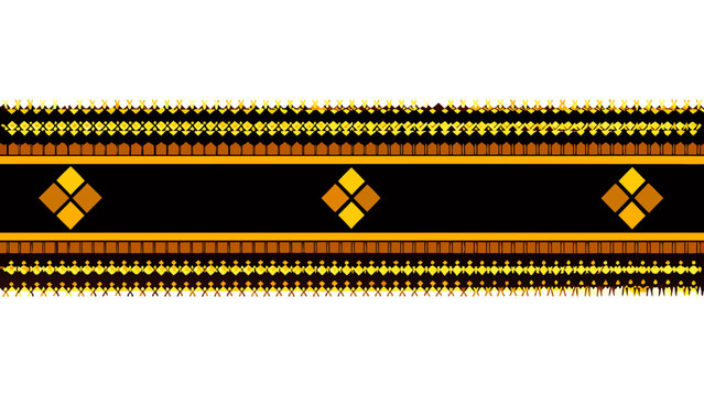 Traditional Lao textile border pattern with geometric gold and red.
