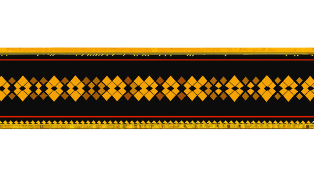 Traditional Lao textile border pattern with geometric gold and red.