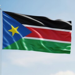 Fototapeta premium South Sudan Flag in Natural Sunlight