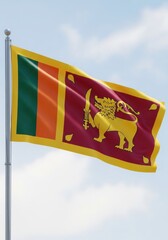 Sri Lankan Flag with Detailed Emblem