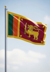 Sri Lankan Flag with Detailed Emblem