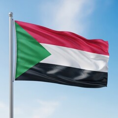 Obraz premium Sudanese Flag Waving in Open Air