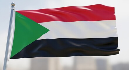 Obraz premium Sudanese Flag Waving in Open Air