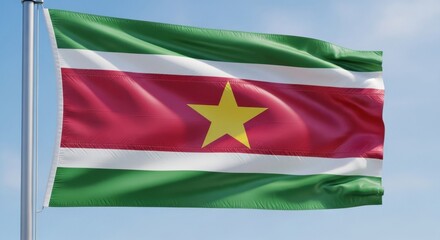Obraz premium Suriname Flag with Golden Star
