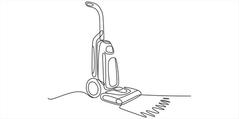 Continuous line drawing of a modern upright vacuum cleaner for household cleaning task Vector, illustration © DCB Line Stocker