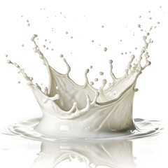 Milk splash with droplets flying upwards in dynamic motion