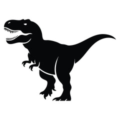 Trex dinosaur black silhouette icon vector showing Tyrannosaurus rex dinosaur icon isolated on a white background perfect for prehistoric animal logo symbol and graphic design use © Nass Studio