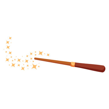 Vector flat illustration of halloween wizard magic wand isolated on white background perfect for fantasy magic costume cartoon and spooky seasonal design projects